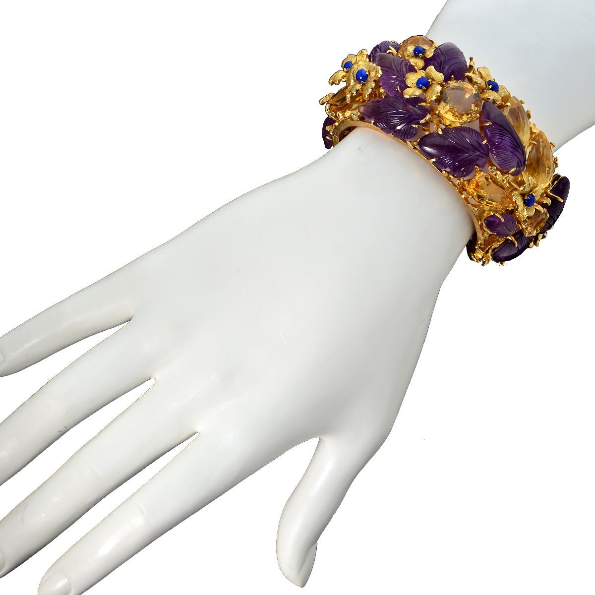 Buccellati Citrine Amethyst Lapis Gold Bracelet 2