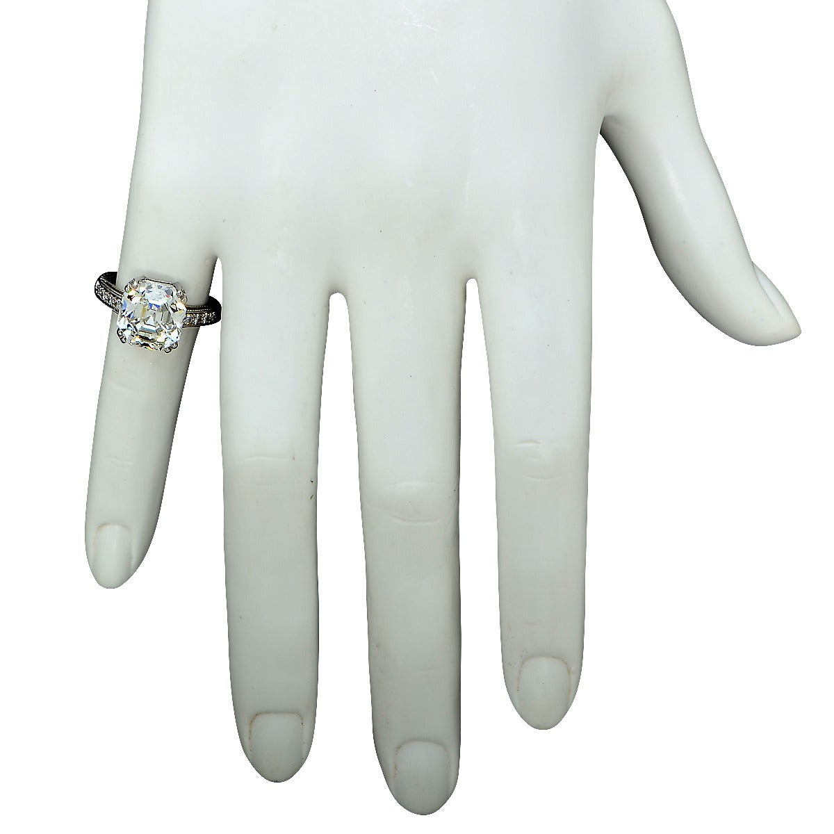 6.32 Carat GIA Certified Asscher Cut Diamond Platinum Engagement Ring 1