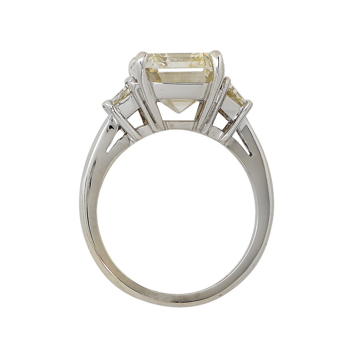 Modern 5.93 Carat Emerald Cut Diamond Gold Engagement Ring