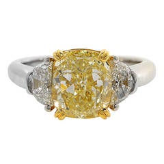 3.64 Carat GIA Fancy Yellow Diamond Ring