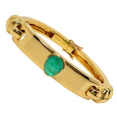 David Webb Emerald Gold Bangle Bracelet