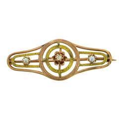 Pearl Diamond Two Color Gold Brooch