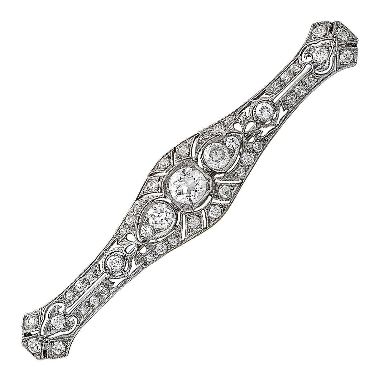 Diamond Platinum Brooch