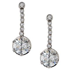 Art Deco 4 Carats Diamonds Platinum Earrings 10