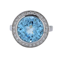 Blue Topaz Diamond Gold Ring