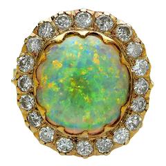 Vintage Opal Diamond Gold Ring