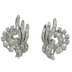 1950s Diamond Scroll Fancy Earclips