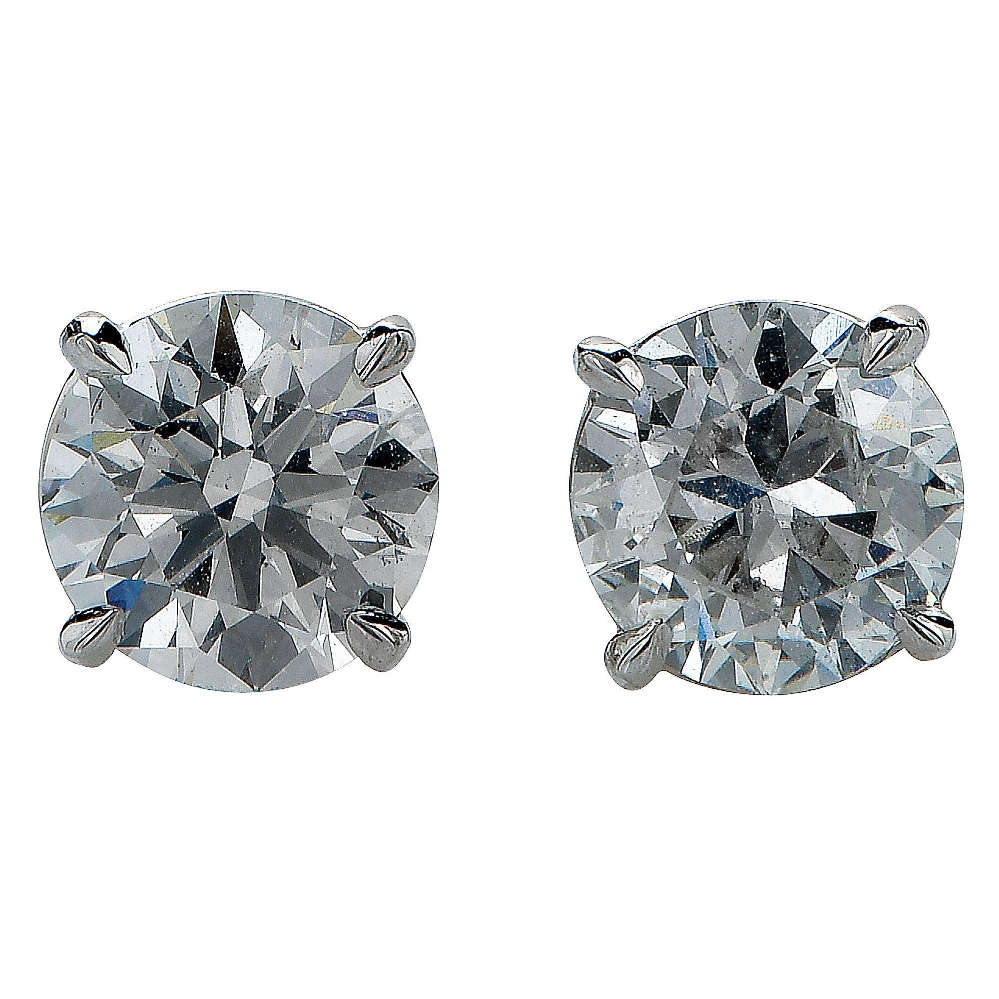 3.87 Carats Diamonds Gold Stud Earrings