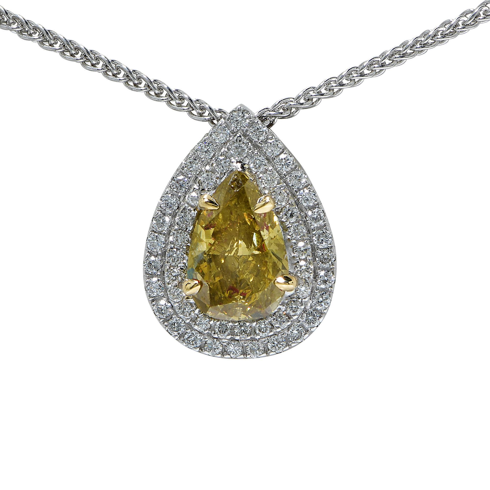 2 Carat GIA Fancy Color Diamond Gold Pendant