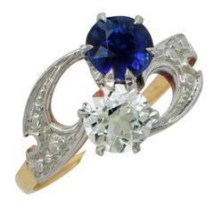 Sapphire Diamond Gold Platinum Ring