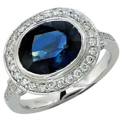Sapphire Diamond Platinum Engagement Ring 2