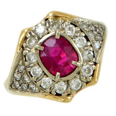 1 Carat Burma Ruby and Diamond Ring