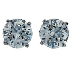 4.02 Carats GIA Cert Diamonds Solitaire Stud Earrings