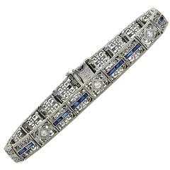 Sapphire Diamond Gold Platinum Bracelet