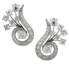 2.60 Carats Diamonds Platinum Earrings 7