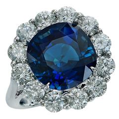 10.32 Carat Unheated Sapphire Diamond Platinum Ring 10