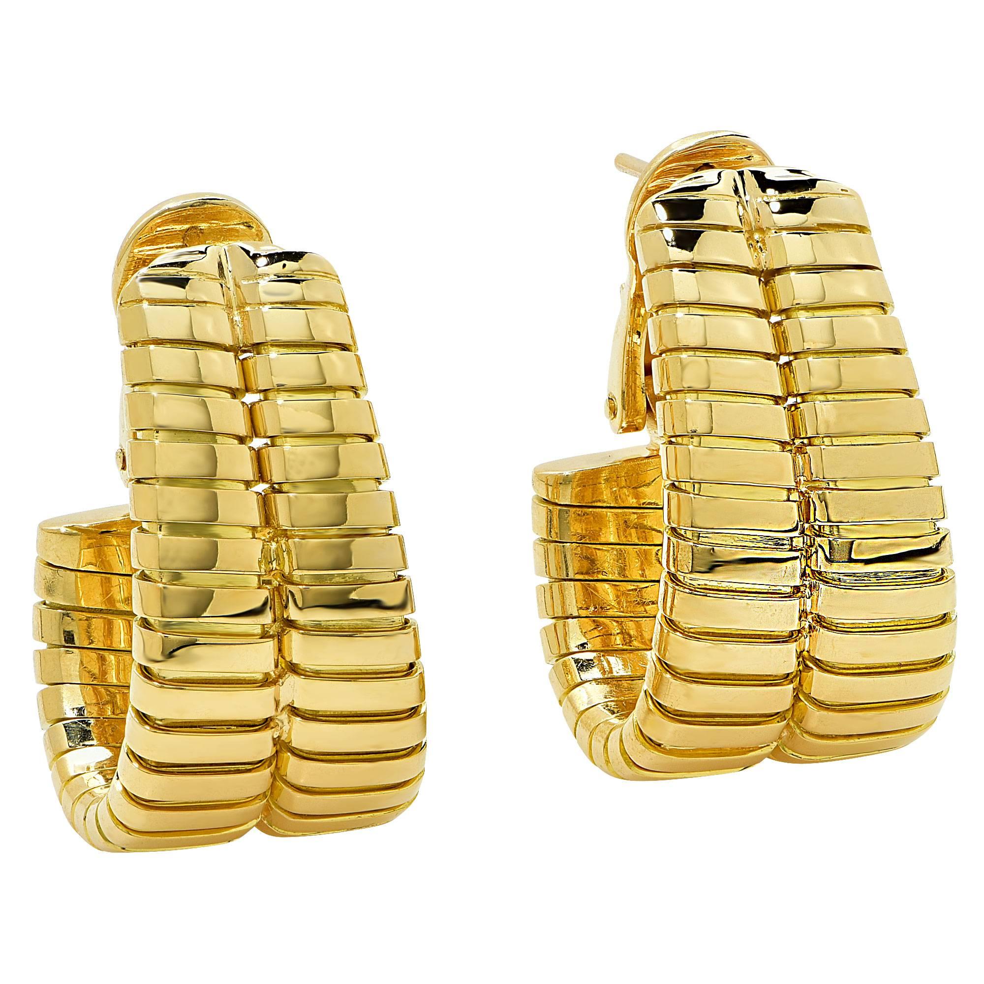 Bulgari Gold Hoop Earrings.