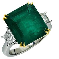 8.15 Carat Emerald Diamond Gold Platinum Ring