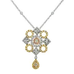 2.30 Carats Diamonds Two Color Gold Necklace