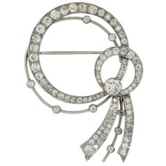 5.90 Carats Diamonds Platinum Brooch