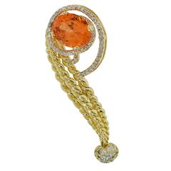 David Webb Garnet Gold Brooch