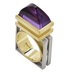 Ruud Kahle 10 Carat Amethyst Two Color Gold Ring