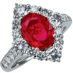 2.47 Carat Burma Ruby Diamond Platinum Ring