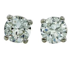 1.44 Carats Diamonds Gold Stud Earrings 3