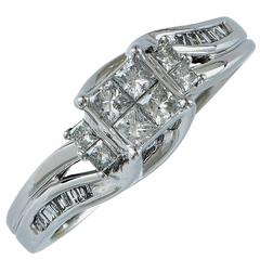 .70 Carat Diamond Gold Cluster Engagement Ring 7