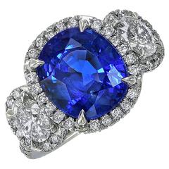 7.51 Carat Ceylon AGL Sapphire Diamond Ring