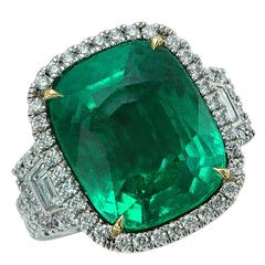 Stunning 11.75 Carat Colombian Emerald Engagement Ring 12