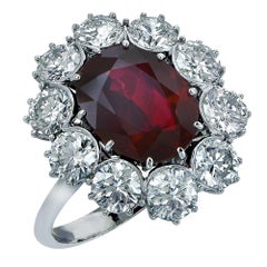 5.52 Carat Ruby Diamond Cluster Ring