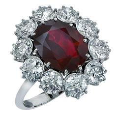 5.52 Carat Ruby Diamond Cluster Ring 3