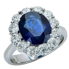 Elegant AGL Graded Sapphire and Diamond Engagement Ring