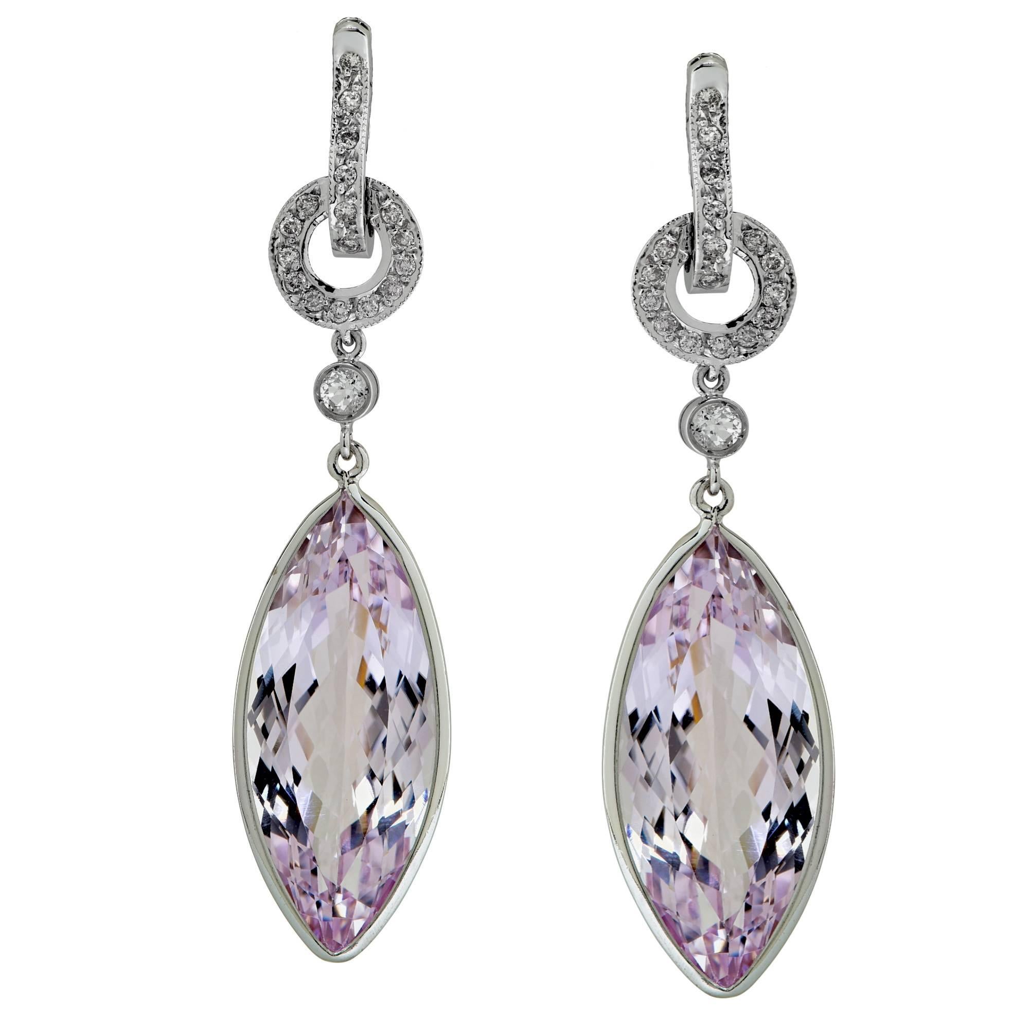 Kunzite, Quartz and Diamond Earrings