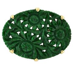 Carved Jade Brooch