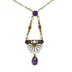 Amethyst Pearl gold Necklace Amethyst Pearl gold Necklace