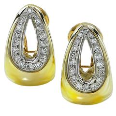 Vintage 1 Carat Diamonds Gold Hoop Earrings