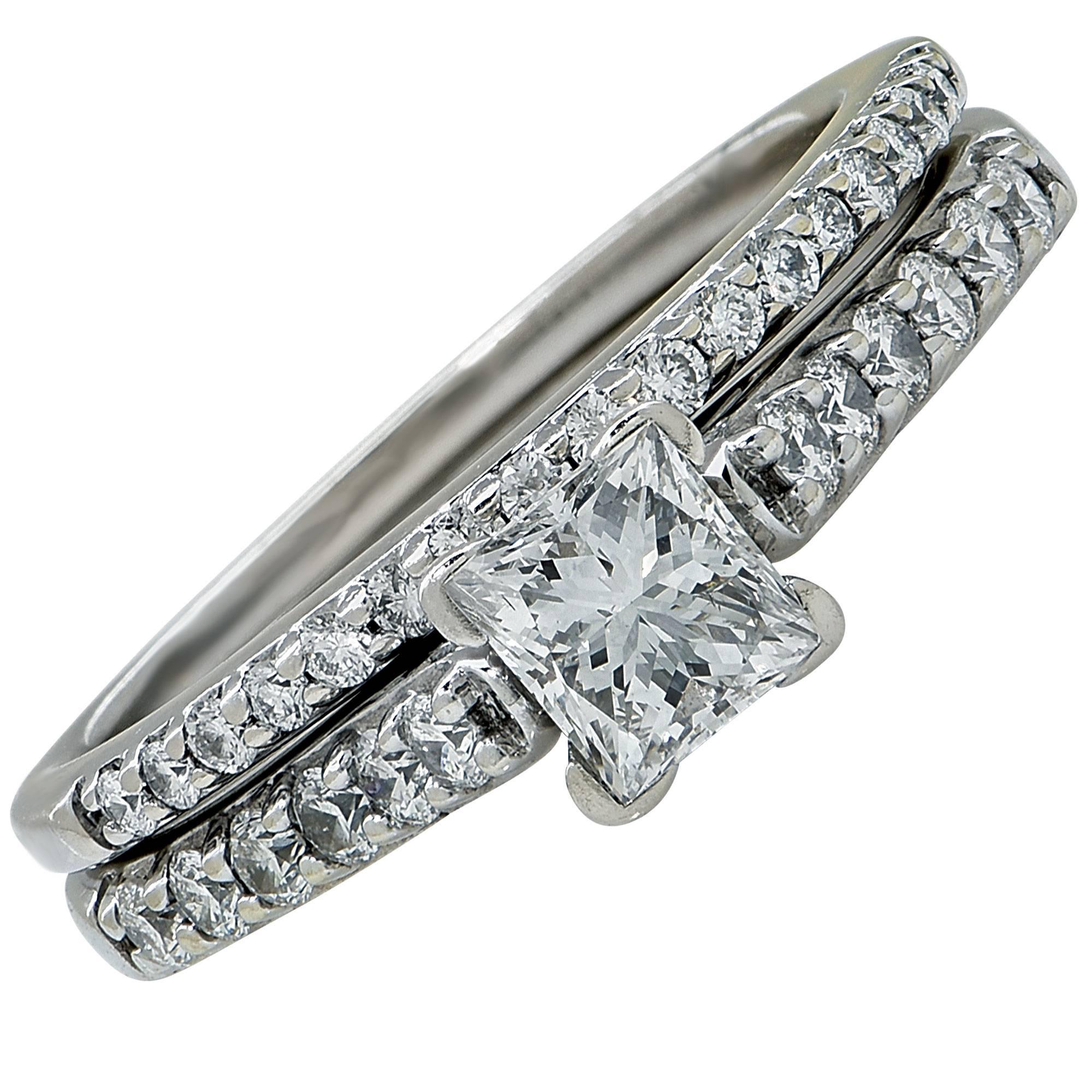 1.50 Carat Diamond Gold Engagement Ring and Band Set
