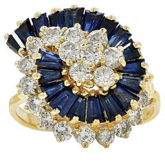 1.40 Carat Diamond Sapphire Gold Ring