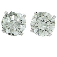 2.86 Carats Diamonds Gold Solitaire Stud Earrings 12