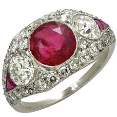 2.27 Carat AGL Burma No Heat Ruby Diamond Platinum Ring
