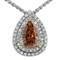 1.69 Carat GIA Fancy Color Diamond gold Necklace