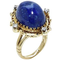 Lapis Diamond Gold Ring