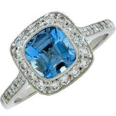 Tiffany & Co. Aquamarine Diamond Platinum Ring