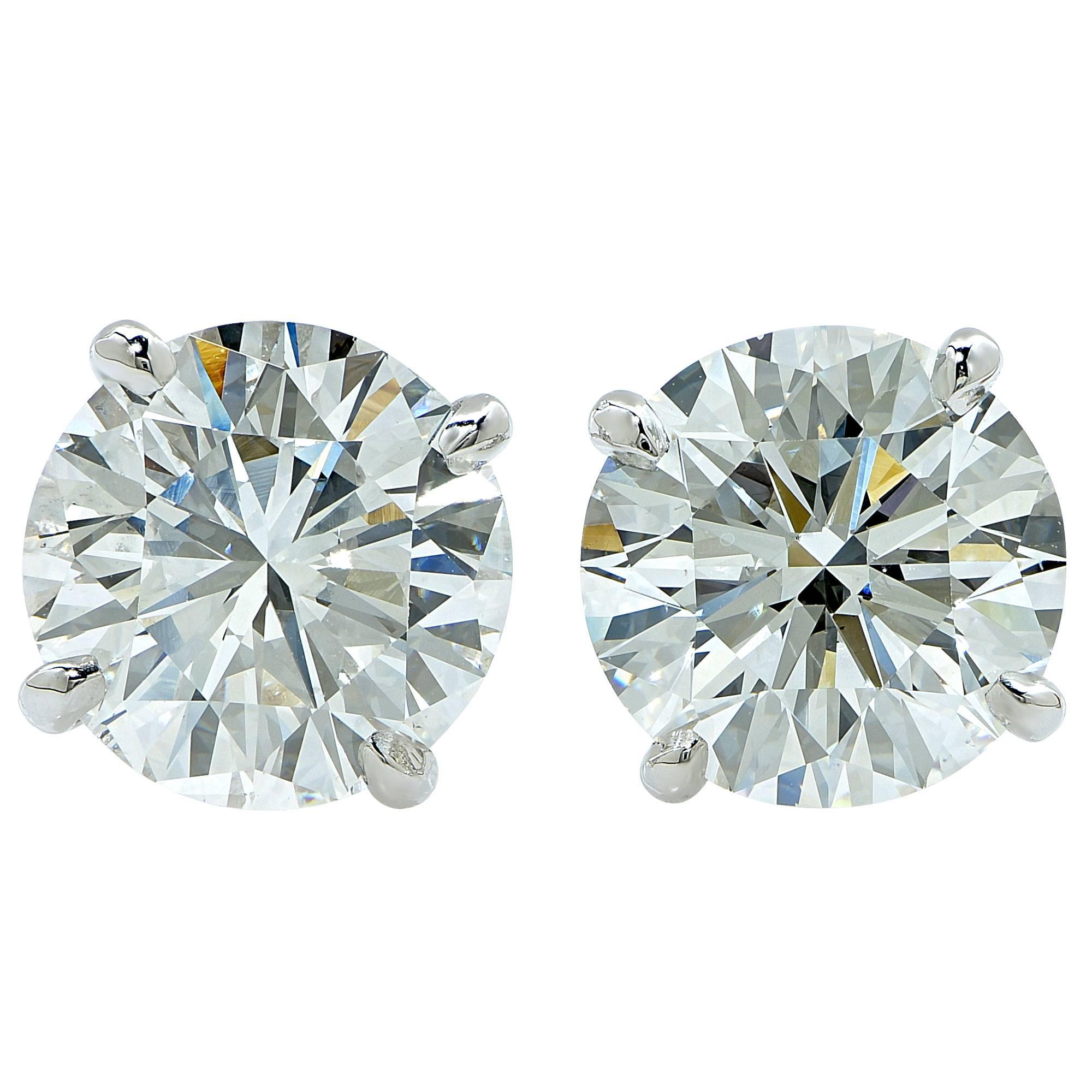 4.06 Carat GIA Diamond Stud Earrings