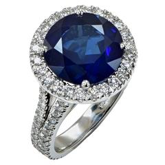 Sapphire  Diamond Platinum Ring