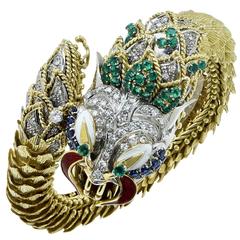 Stunning Yellow Gold Dragon Bangle 12