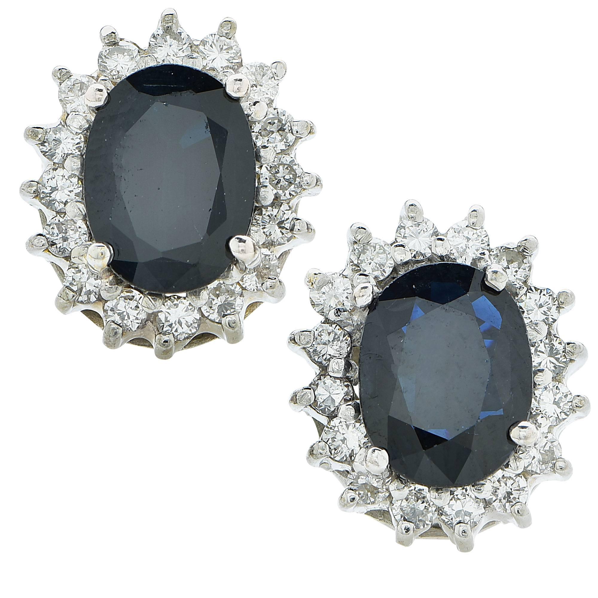 3.80 Carat Sapphire and Diamond Earrings