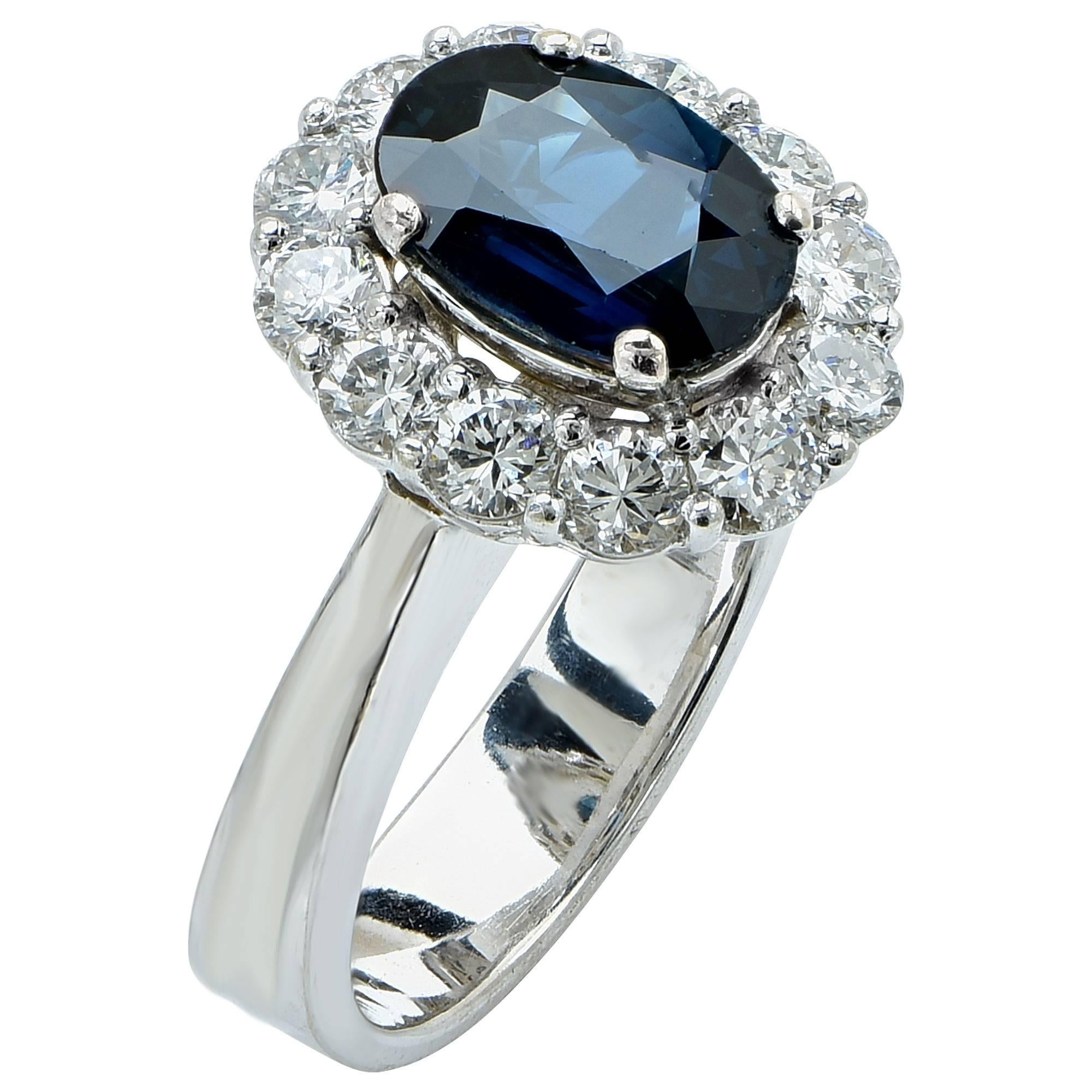 2.70 Carat Sapphire and Diamond Ring